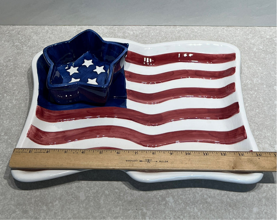 Flag Tray And Dip Bowl
