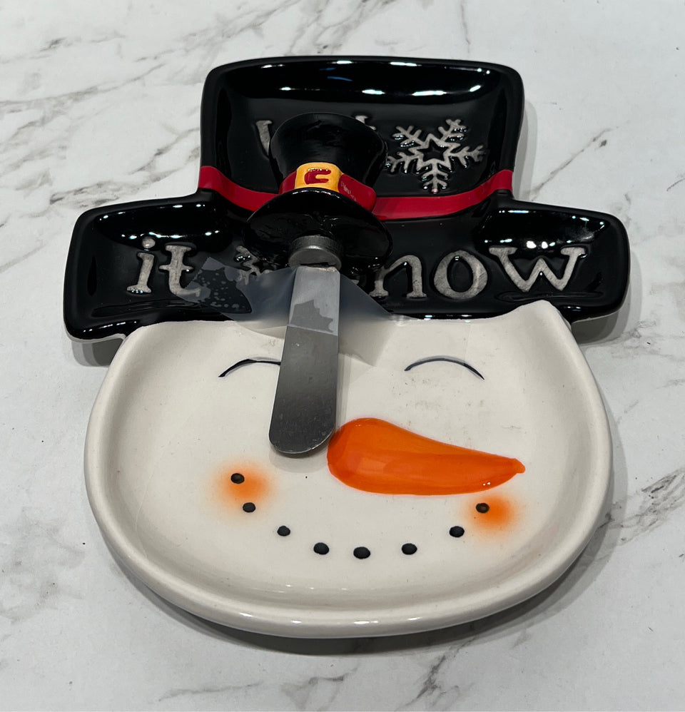 Snowman Plate With Spreader