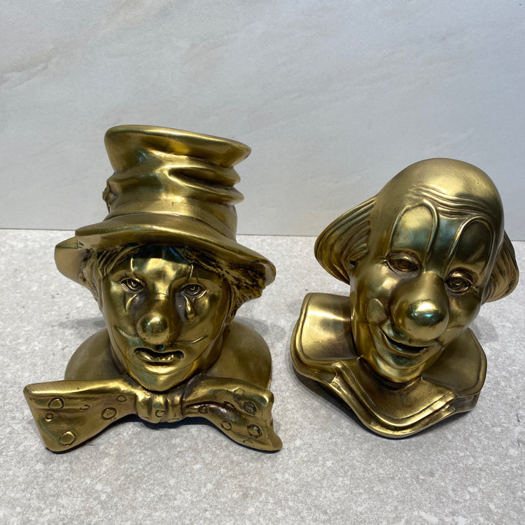 Pair of Brass Clown Bookends