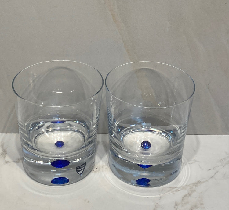 Set of 2 Orrefors Double Old Fashion Glasses