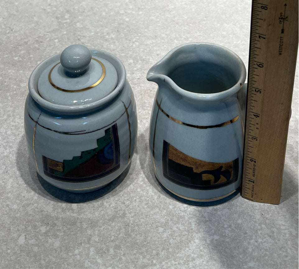 Pottery Sugar And Creamer