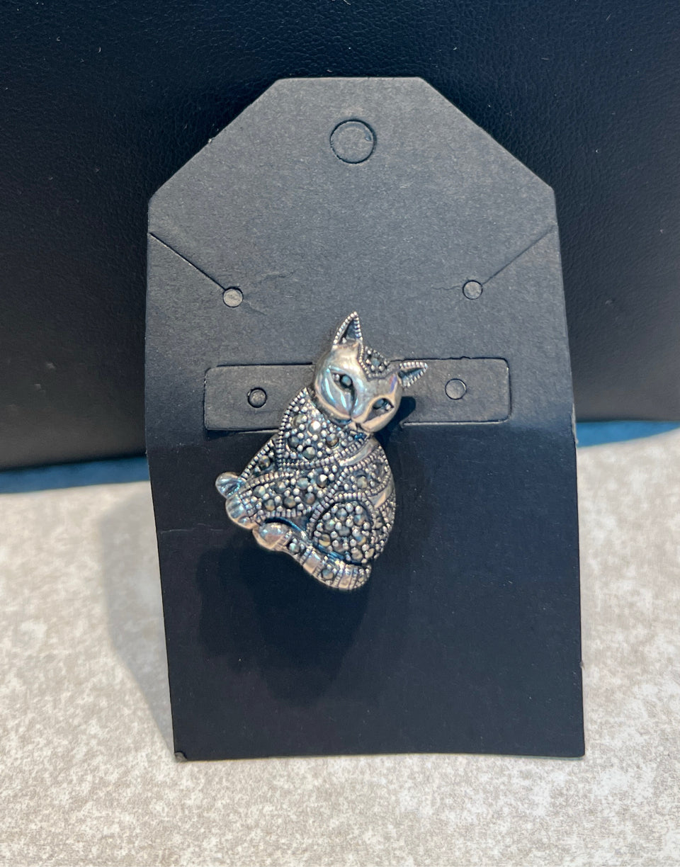 Sterling Cat Pin