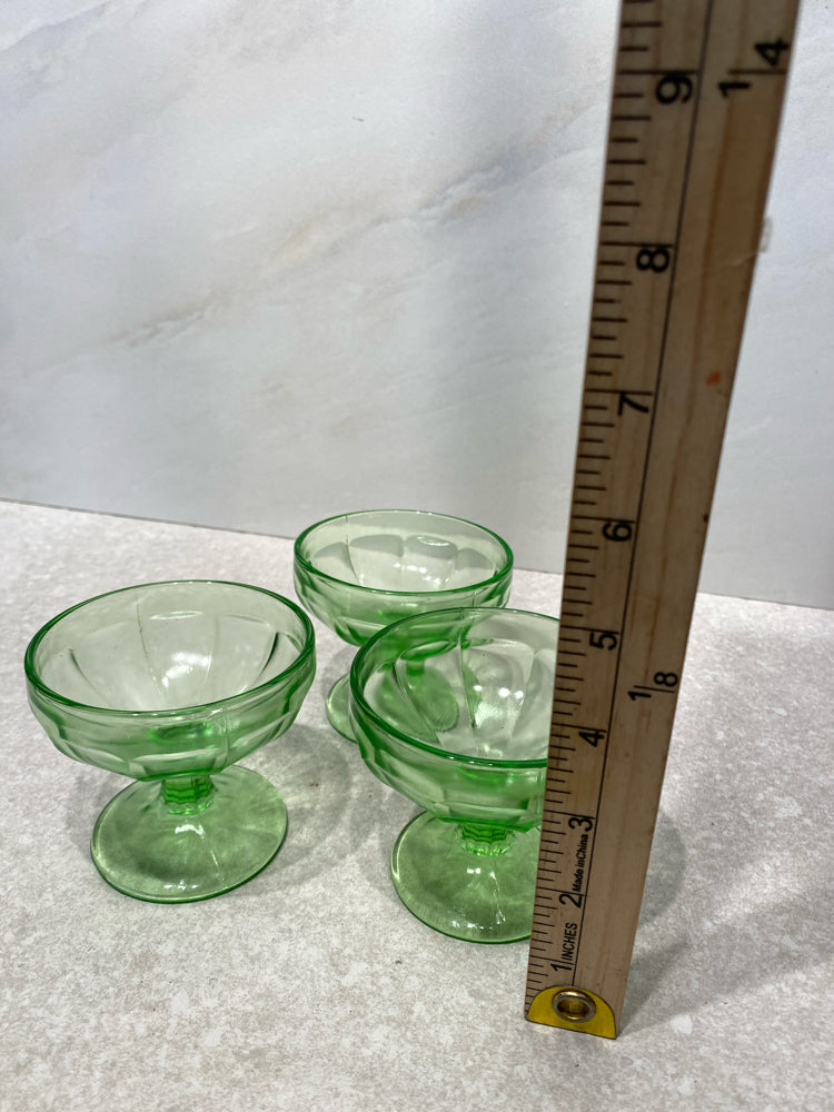 Set of 3 Uranium Glass Sherberts