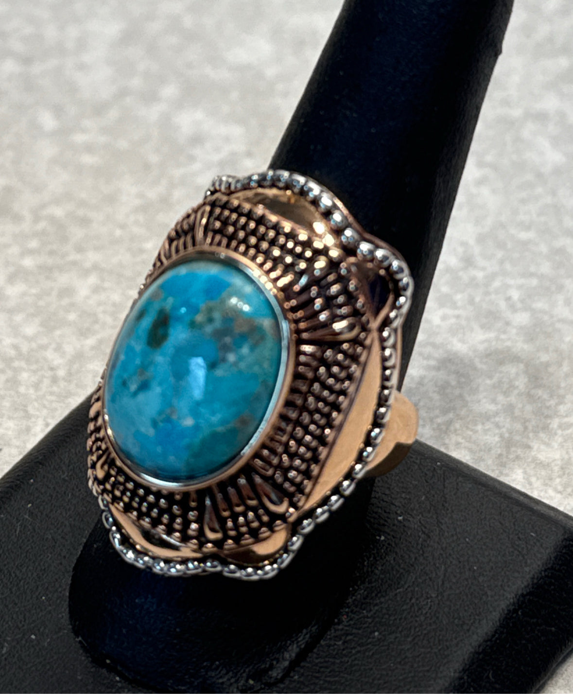 Sterling & Copper Barse Ring - Size 9