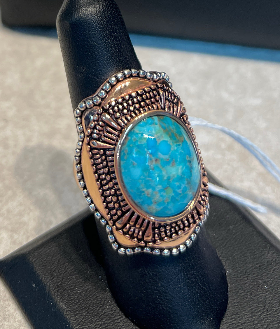Sterling And Copper Barse Ring Sz. 8