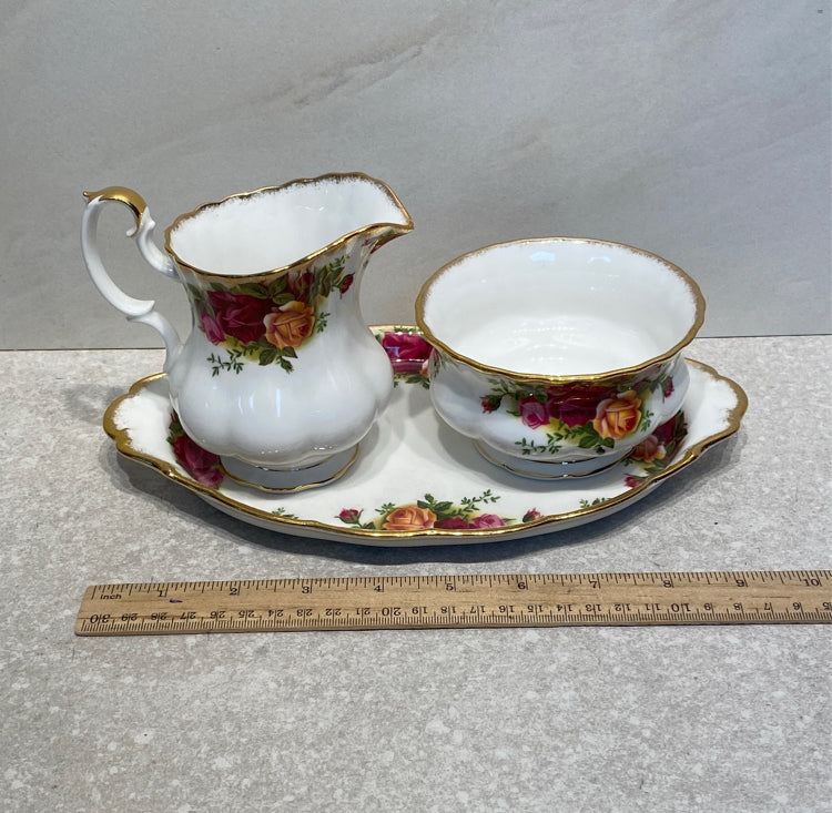 Royal Albert Sugar, Creamer, & Tray