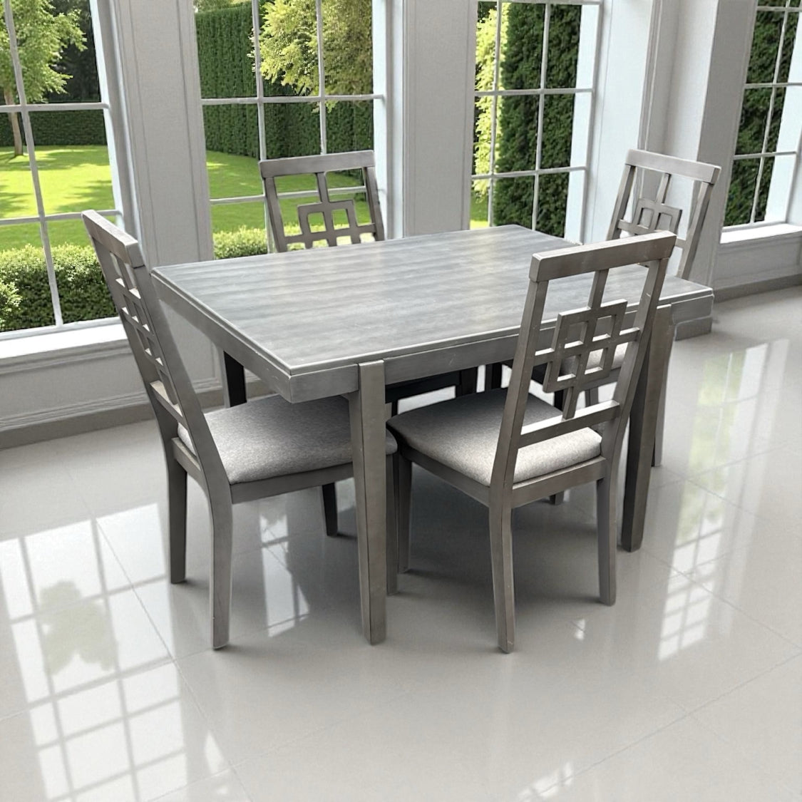 Gray Table and 4 Chairs