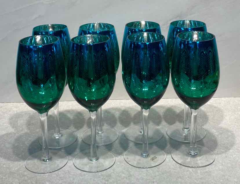 Set of 8 Peacock Glasses