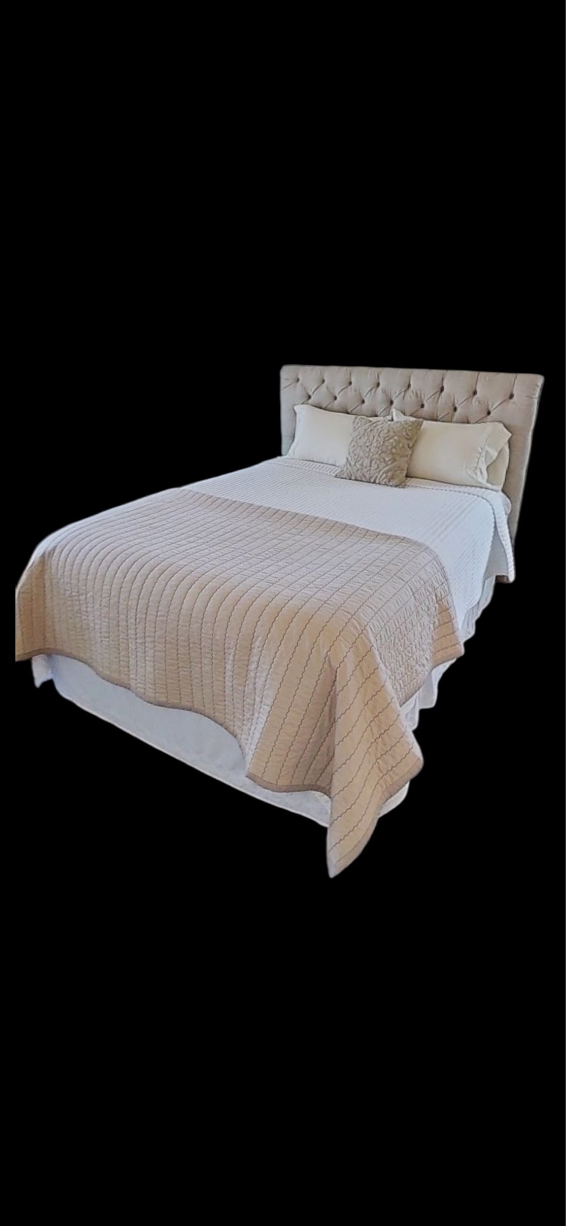 Queen Upholstered Headboard With Metal Rails