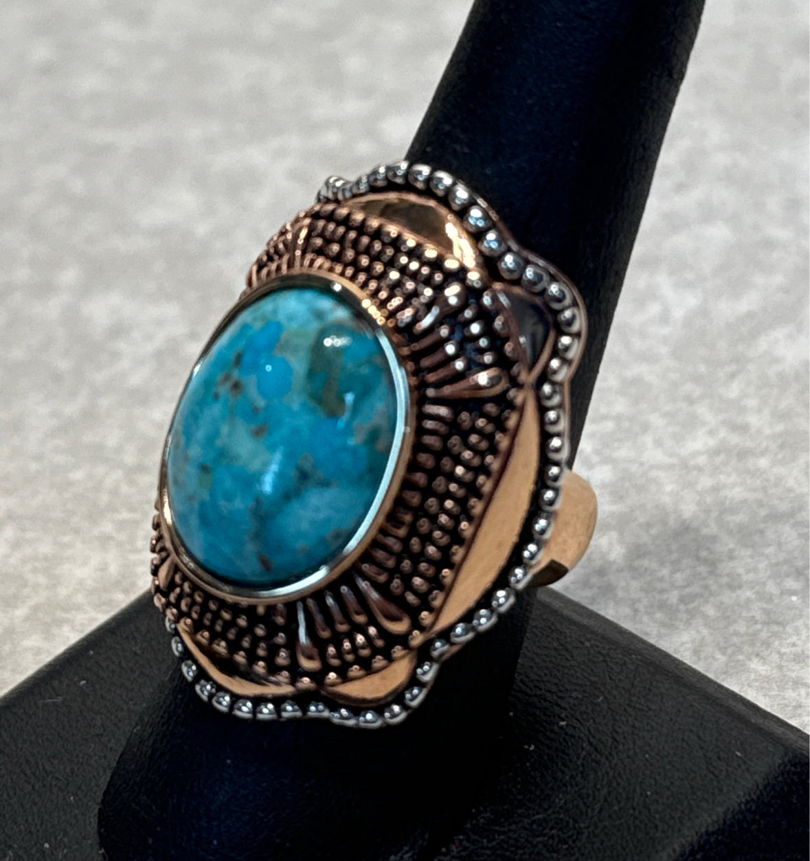 Sterling & Copper Barse Ring - Size 8