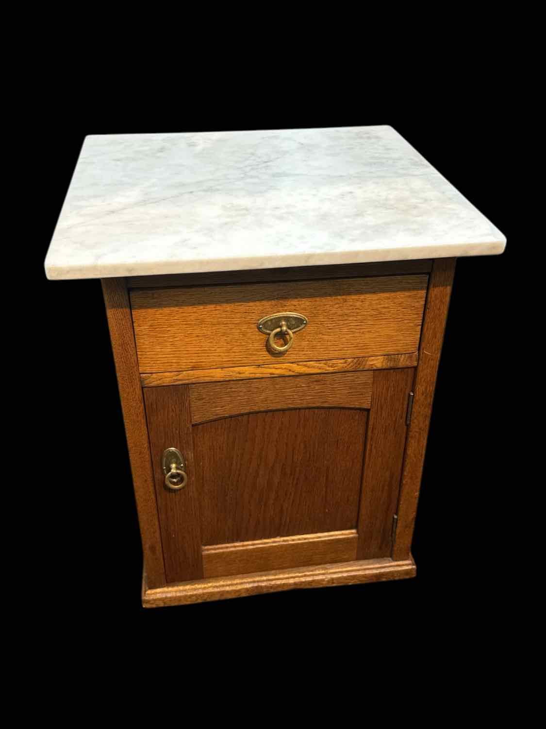 Marble Top Oak End Table