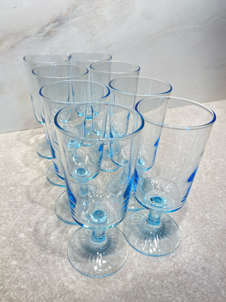 Set of 8 Blue Glasses