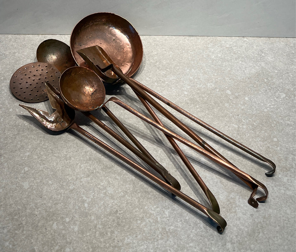 Set of Copper Utensils with Hanger