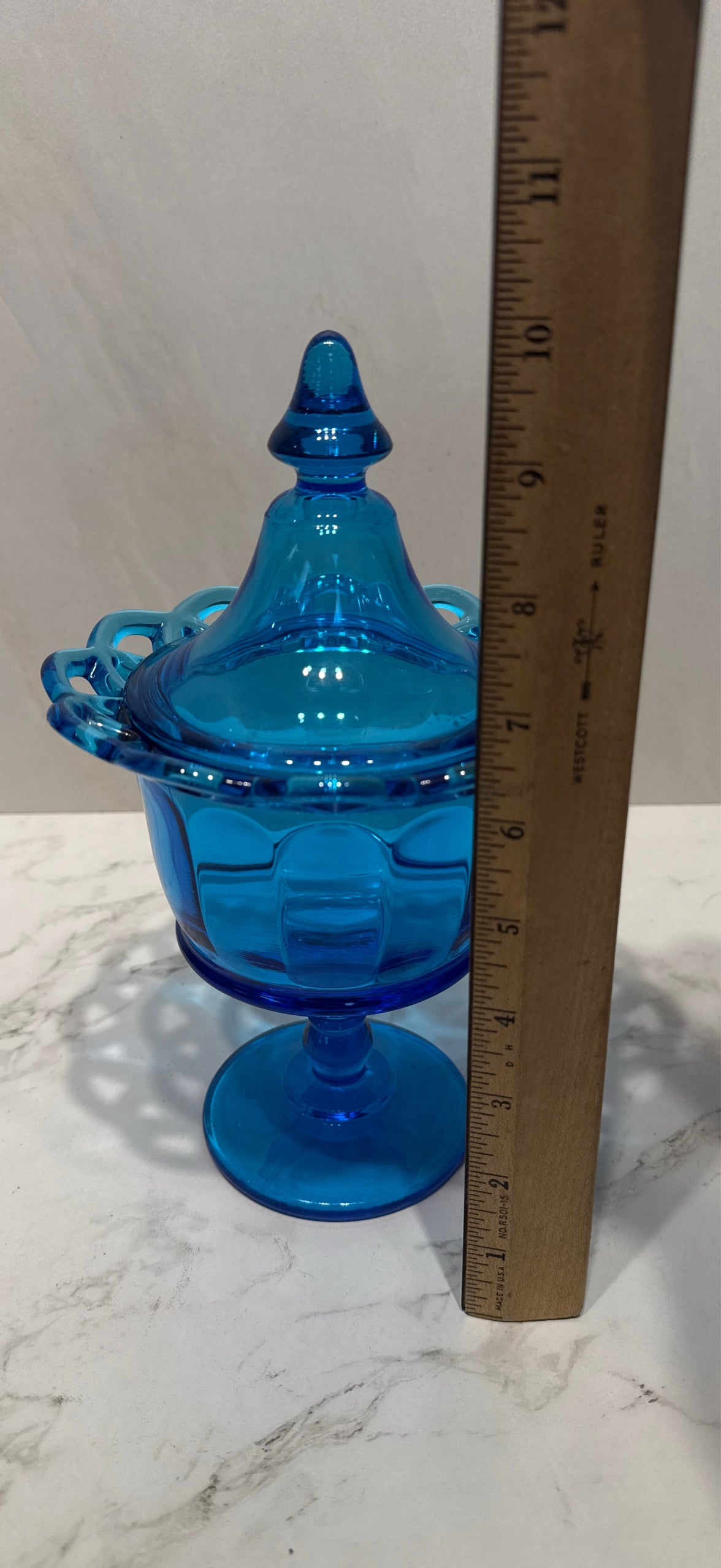 Covered Blue Candy Dish
