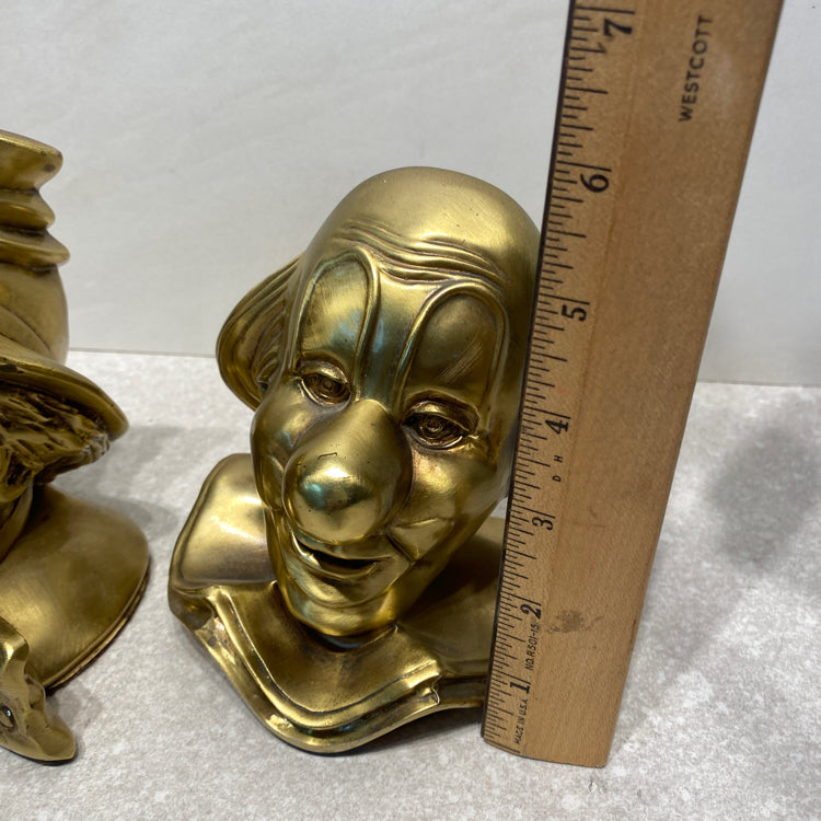 Pair of Brass Clown Bookends