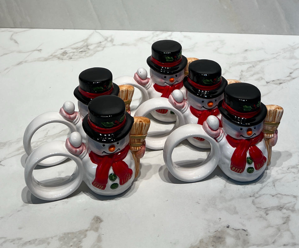 Set of 5 Snowman Napkin Holders