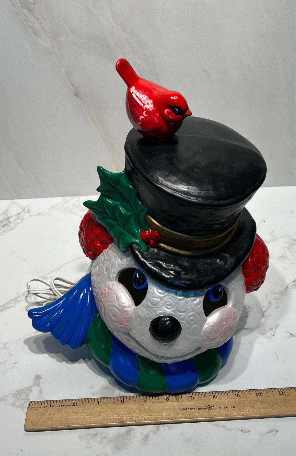 Vintage Ceramic Lighted Snowman