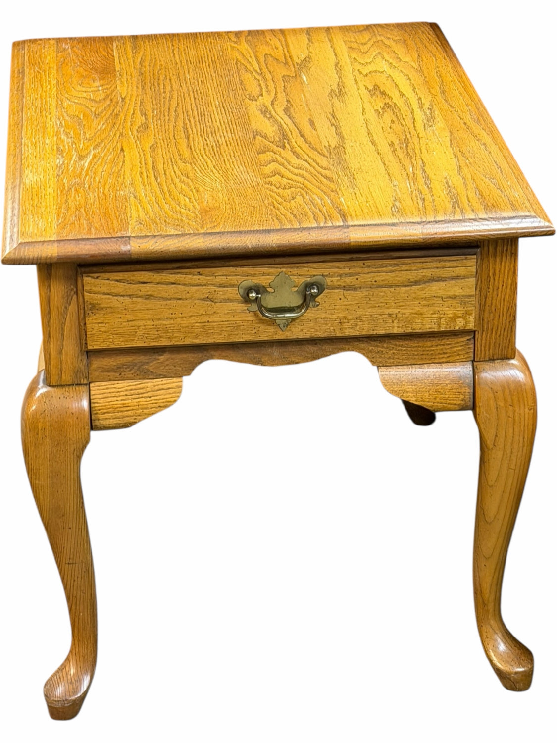Oak End Table With Drawer