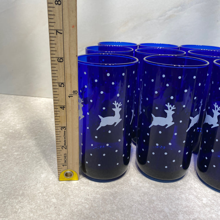 Set of 12 Blue Christmas Glasses