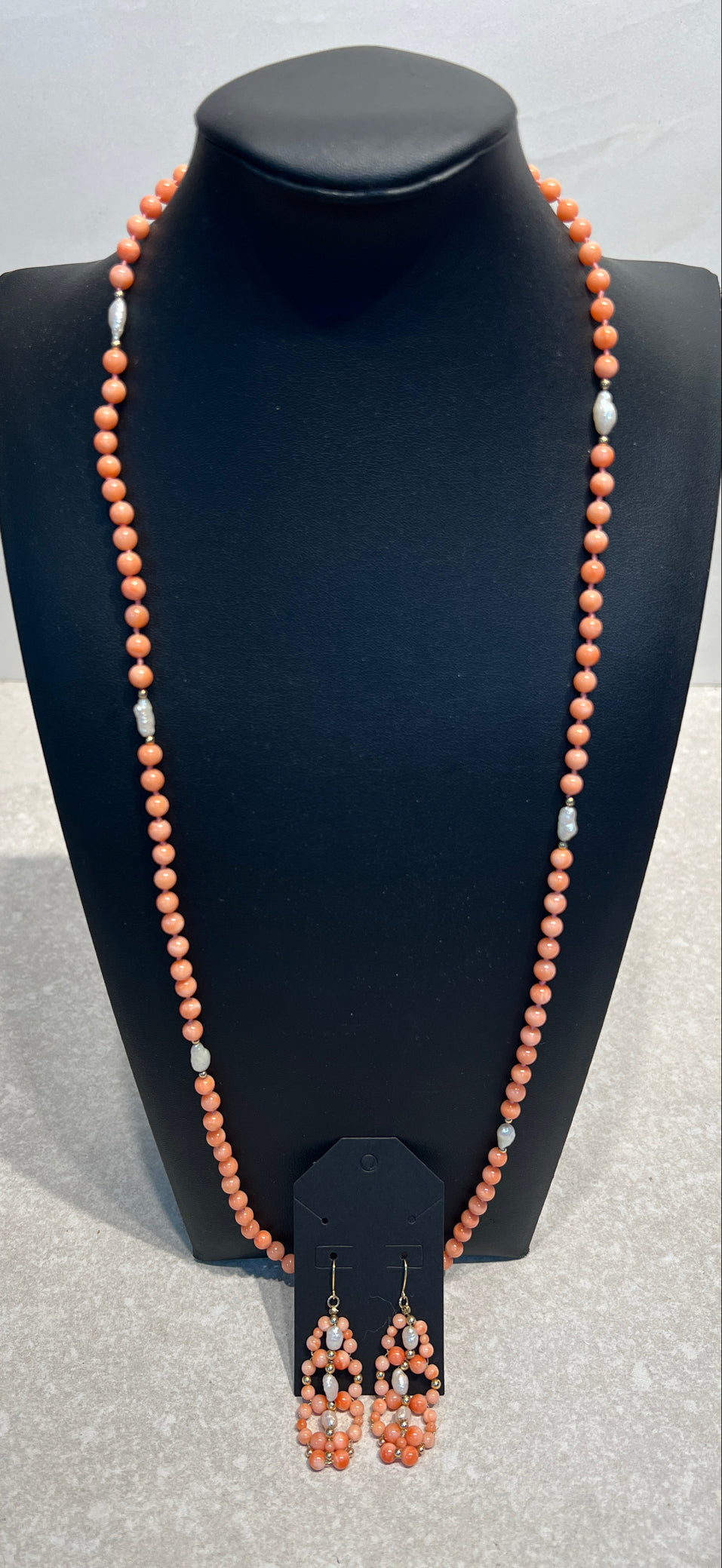 Gold/Pearl Necklace and Earrings