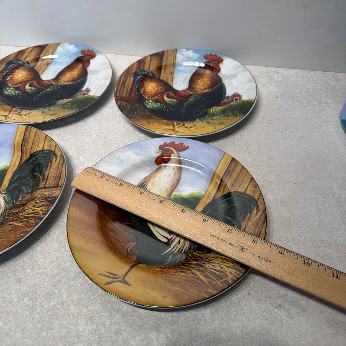 Set of 4 Rooster Plates