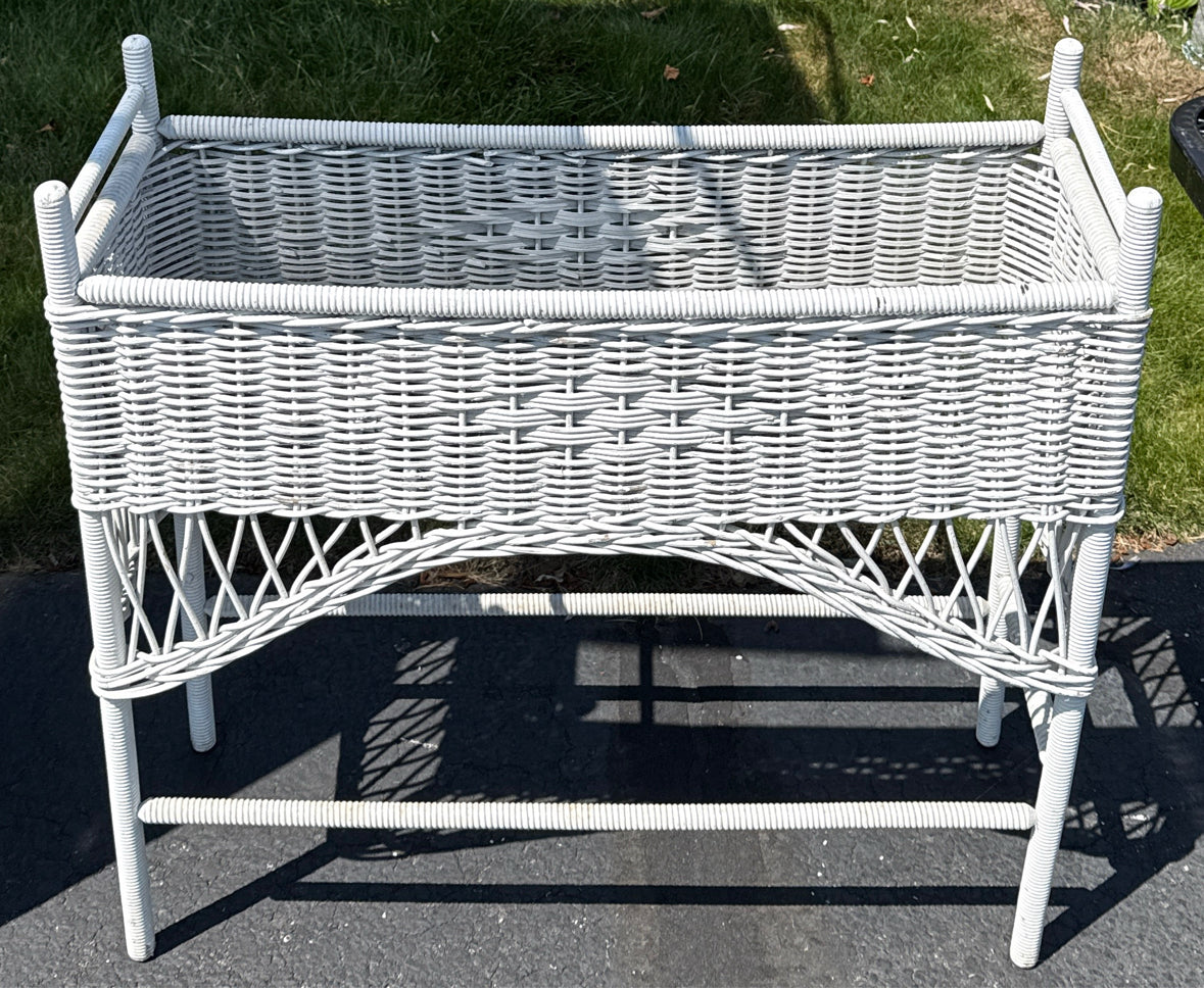 White Wicker Planter