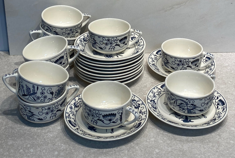 Blue Onion Cups and Saucers