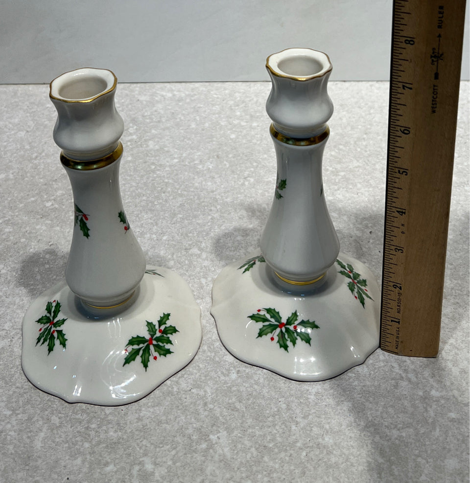 Set of 2 Lenox Holiday Candleholders