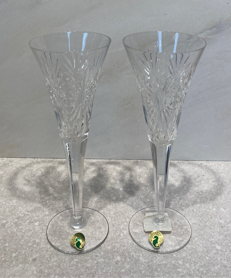 Set of 2 Waterford Crystal Champagne Glasses