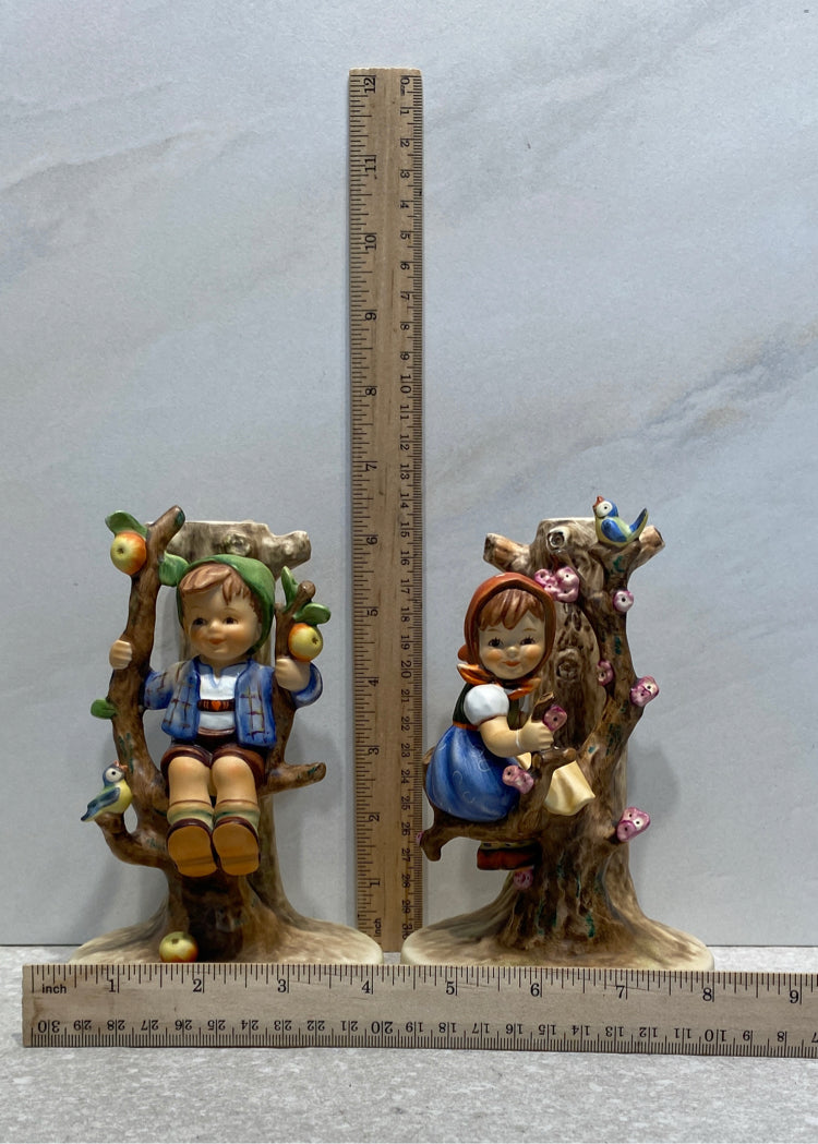 Pair of Hummel Candleholders (676 (as is) + 677)