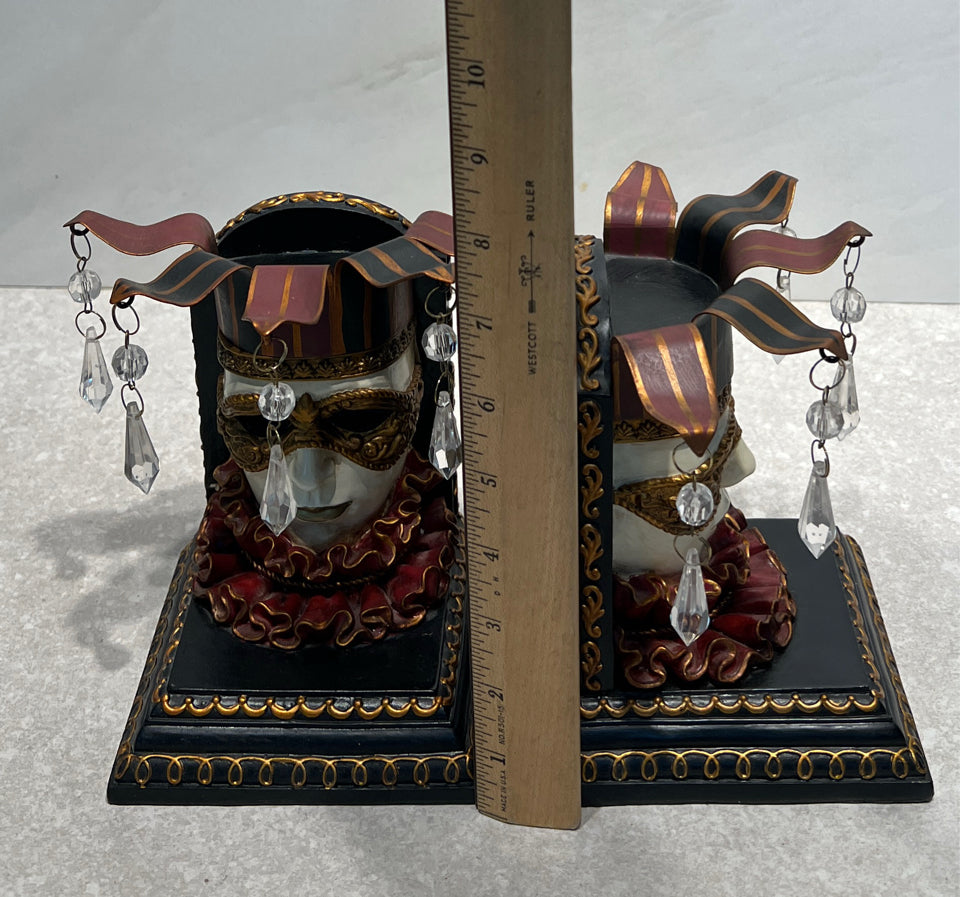 Pair - Harlequin Face Bookends