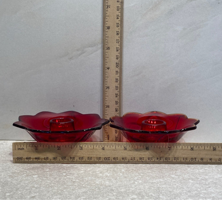Pair of Amberina Candleholders