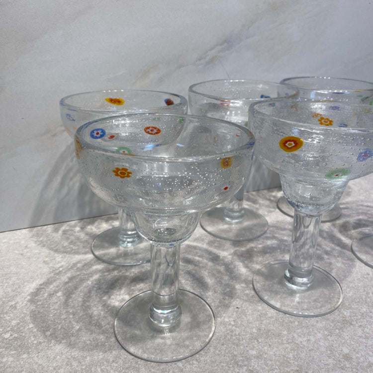 Crate and Barrel - Set of 6 Millefiori Glasses
