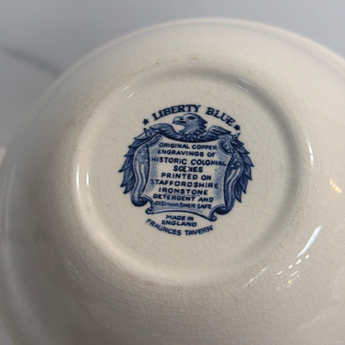Liberty Blue Serving Bowl - crazing