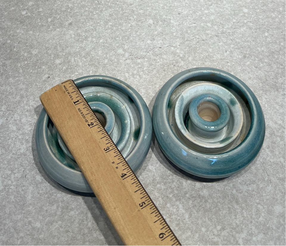 Set of 2 Signed Pottery Candle Holders