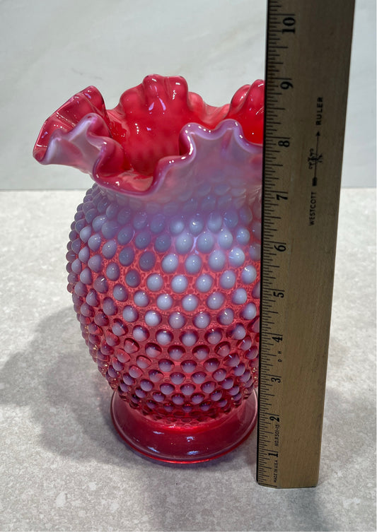 Fenton Cranberry Opalescent Vase