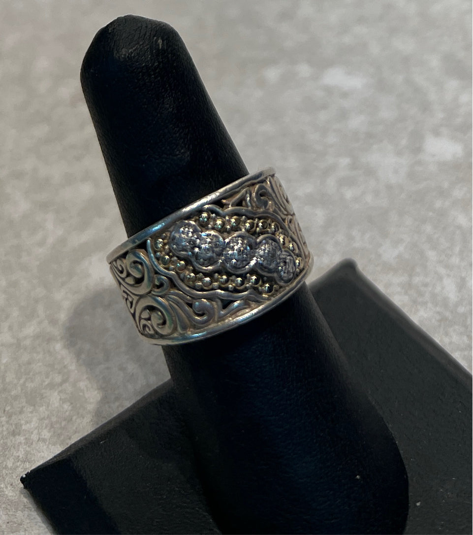 Sz. 7 Sterling & 18K Ring Effy