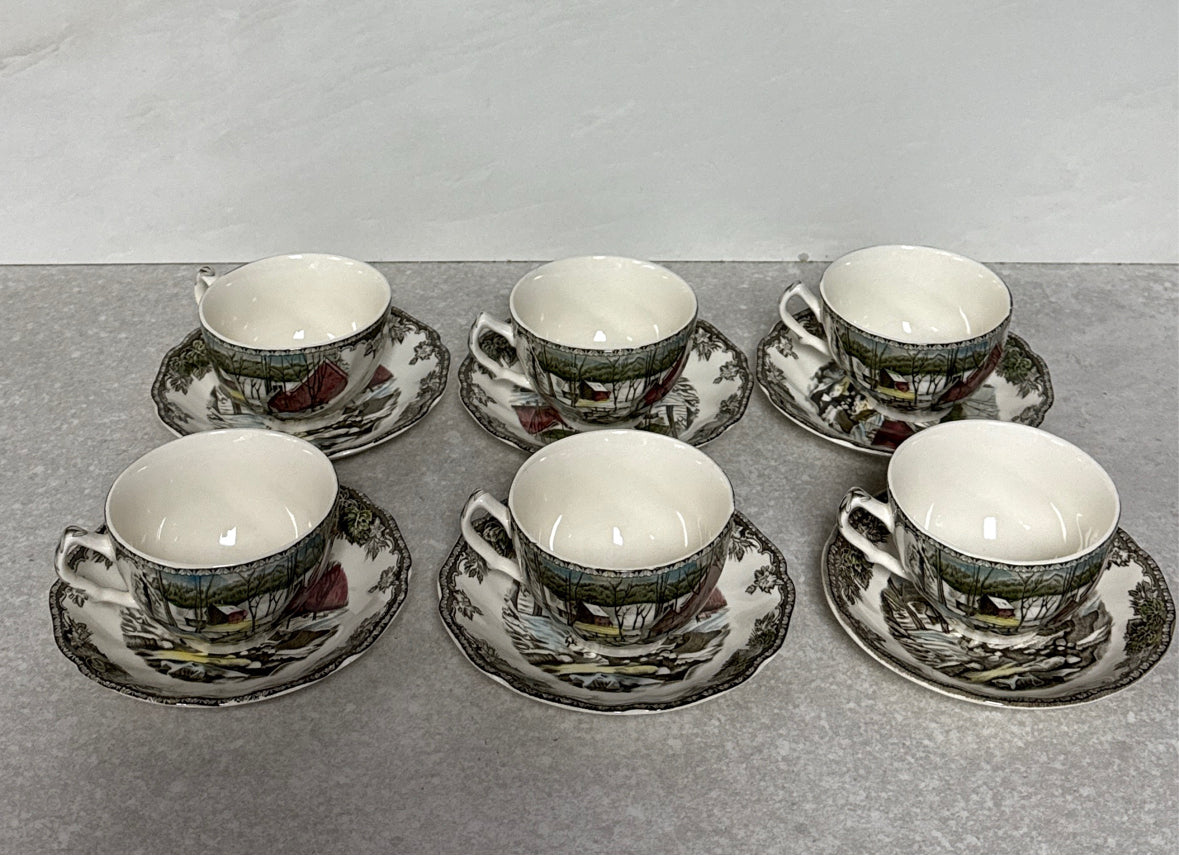 Set of 6 Friendly Village Cup And Saucers