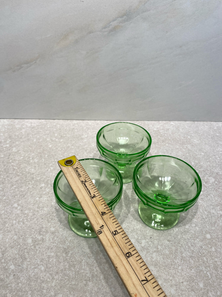 Set of 3 Uranium Glass Sherberts