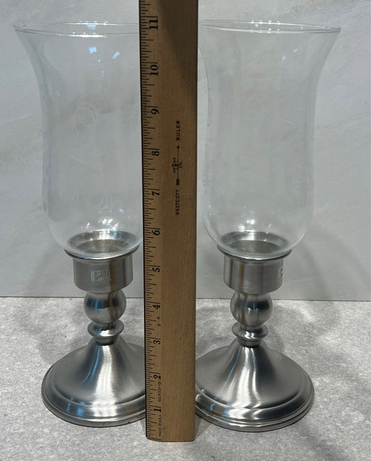 Set of 2 Pewter Candle Holders