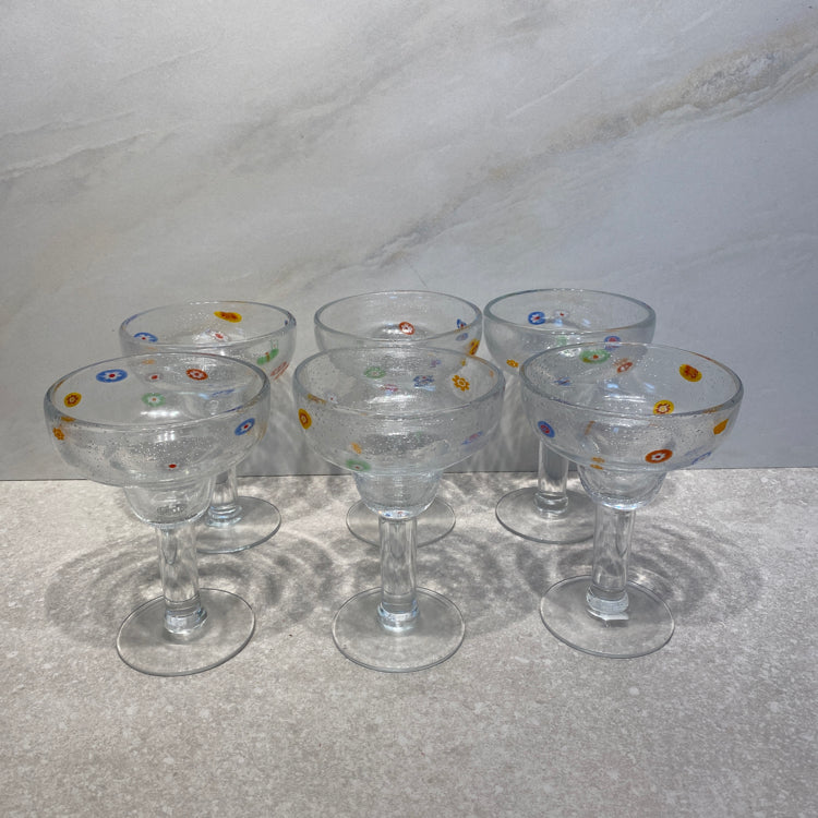Crate and Barrel - Set of 6 Millefiori Glasses