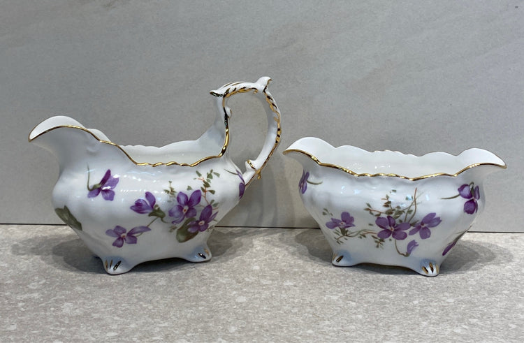 Victorian Violets Sugar and Creamer