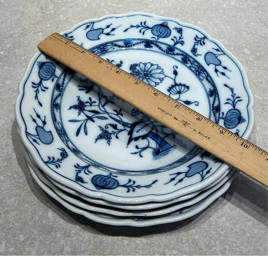 Set of 4 Meissen Blue Onion Plates