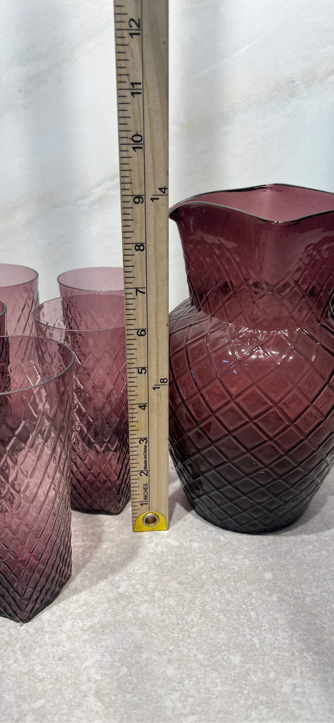 Amethyst Pitcher and 5 Glasses