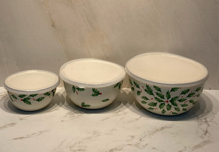 Set of 3 Lenox Covered Bowls