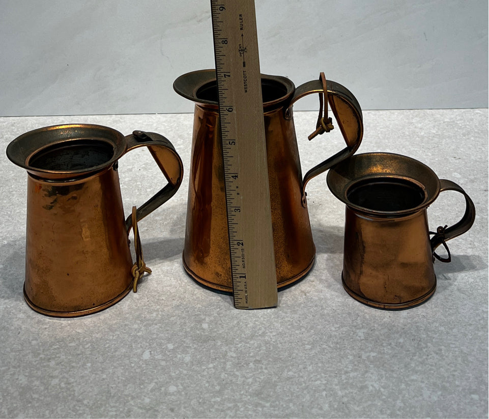 Set of 3 Graduated Copper Pitchers