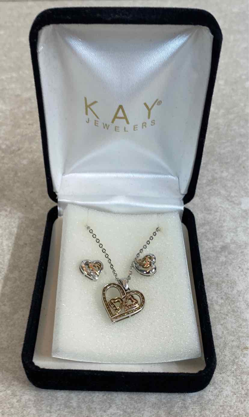 10K Pendant And 10K Earrings Sterling Chain
