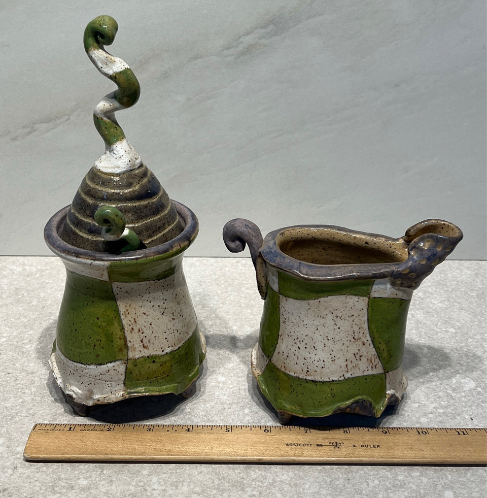 Pottery Sugar and CReamer