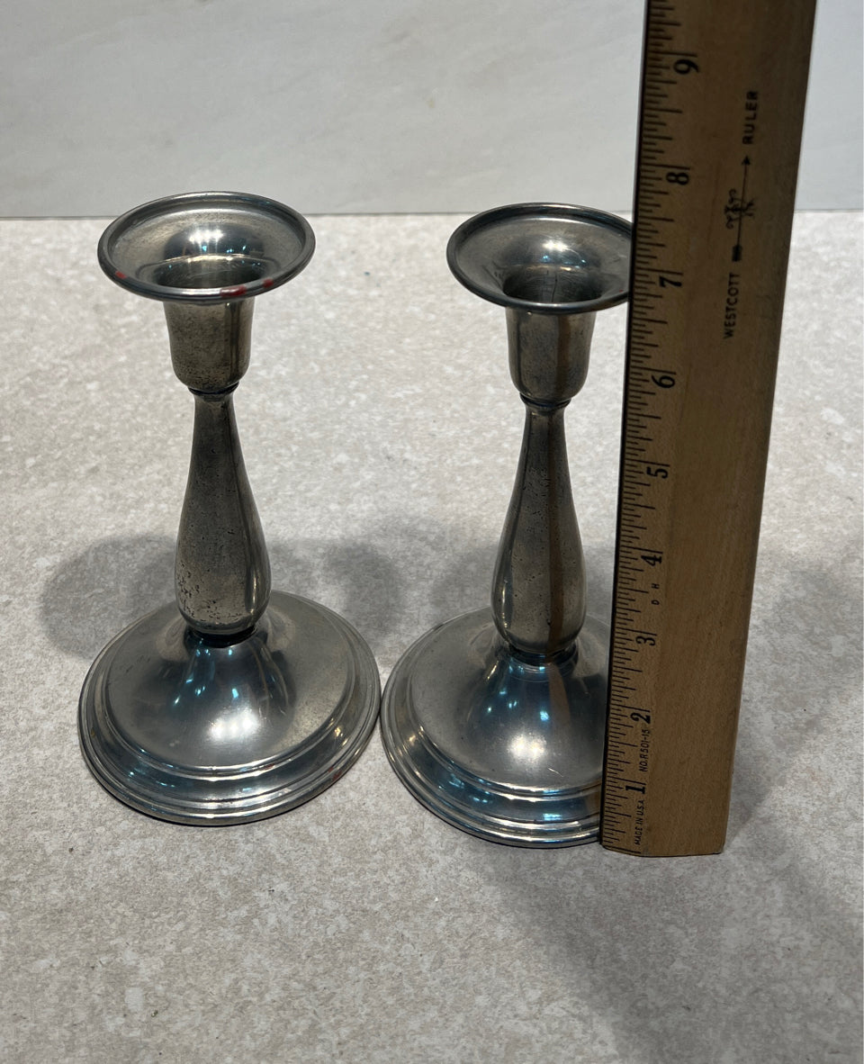Set of 2 Pewter Candleholders