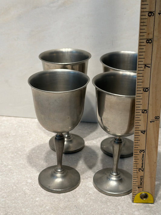 Set of 4 Pewter Cordials